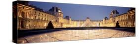 Light Illuminated in the Museum, Louvre Pyramid, Paris, France-null-Stretched Canvas