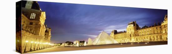 Light Illuminated in the Museum, Louvre Pyramid, Paris, France-null-Stretched Canvas