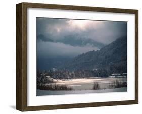 Light in the Winter Storm over Frozen Lake-Sheila Haddad-Framed Premium Photographic Print