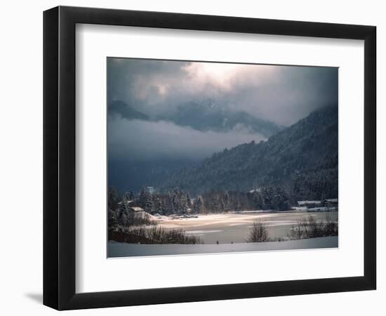 Light in the Winter Storm over Frozen Lake-Sheila Haddad-Framed Photographic Print
