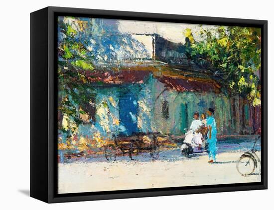 Light on Old House, Pondicherry, 2017-Andrew Gifford-Framed Stretched Canvas