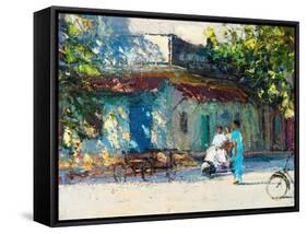Light on Old House, Pondicherry, 2017-Andrew Gifford-Framed Stretched Canvas