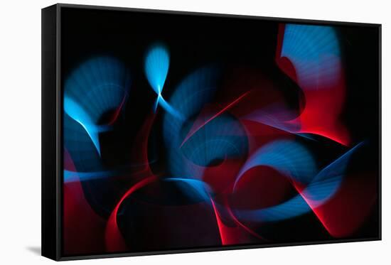 Light Painting Abstract Background. Blue and Red Light Painting Photography, Long Exposure, Ripples-Regina M art-Framed Stretched Canvas