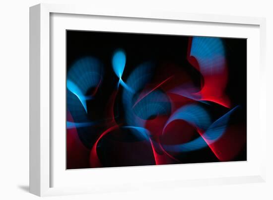Light Painting Abstract Background. Blue and Red Light Painting Photography, Long Exposure, Ripples-Regina M art-Framed Photographic Print