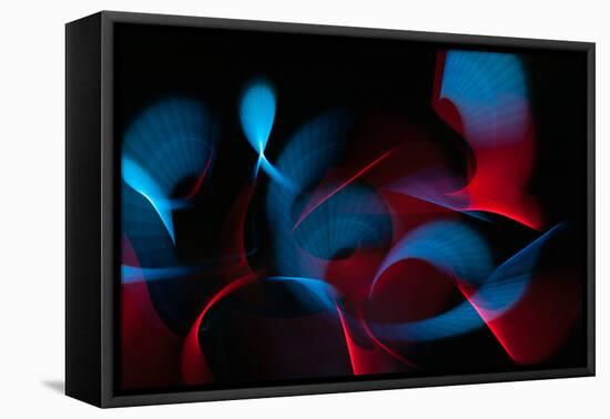 Light Painting Abstract Background. Blue and Red Light Painting Photography, Long Exposure, Ripples-Regina M art-Framed Stretched Canvas