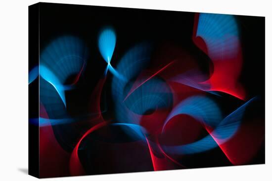 Light Painting Abstract Background. Blue and Red Light Painting Photography, Long Exposure, Ripples-Regina M art-Stretched Canvas