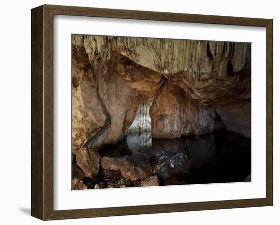 Light Painting of a Main Chamber and a Back Room of an Unknown Cenote in the Yucatan-Eric Peter Black-Framed Photographic Print