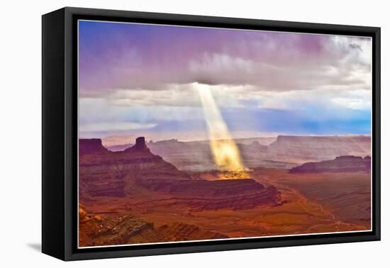 Light Ray Pierces Clouds Colorado River Seen-Tom Till-Framed Stretched Canvas