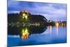 Light Reflections in Lake Bled, Julian Alps, Gorenjska, Slovenia, Europe-Matthew Williams-Ellis-Mounted Photographic Print