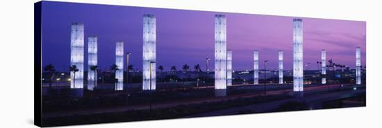 Light Sculptures Lit Up at Night, Lax Airport, Los Angeles, California, USA-null-Stretched Canvas