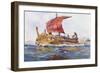 Light Ship from Classical Greek Era, Watercolour by Albert Sebille (1874-1953)-null-Framed Giclee Print