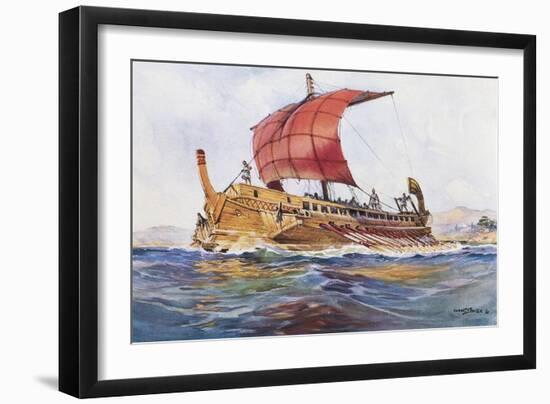 Light Ship from Classical Greek Era, Watercolour by Albert Sebille (1874-1953)-null-Framed Giclee Print