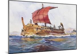 Light Ship from Classical Greek Era, Watercolour by Albert Sebille (1874-1953)-null-Mounted Giclee Print