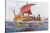 Light Ship from Classical Greek Era, Watercolour by Albert Sebille (1874-1953)-null-Stretched Canvas