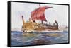 Light Ship from Classical Greek Era, Watercolour by Albert Sebille (1874-1953)-null-Framed Stretched Canvas