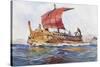 Light Ship from Classical Greek Era, Watercolour by Albert Sebille (1874-1953)-null-Stretched Canvas