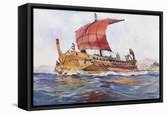 Light Ship from Classical Greek Era, Watercolour by Albert Sebille (1874-1953)-null-Framed Stretched Canvas