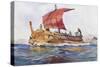 Light Ship from Classical Greek Era, Watercolour by Albert Sebille (1874-1953)-null-Stretched Canvas