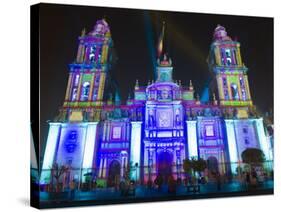 Light Show at Cathedral Metropolitana, District Federal, Mexico City, Mexico, North America-Christian Kober-Stretched Canvas