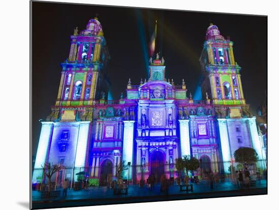 Light Show at Cathedral Metropolitana, District Federal, Mexico City, Mexico, North America-Christian Kober-Mounted Photographic Print