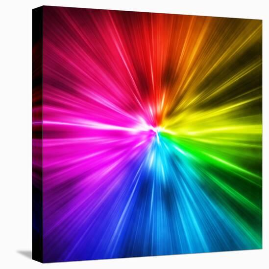 Light Speed. Spectrum of Rainbow Colored Rays.-landio-Stretched Canvas