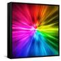 Light Speed. Spectrum of Rainbow Colored Rays.-landio-Framed Stretched Canvas