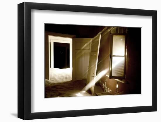 Light Streaming Through Window on Sand Covered House in Kolmanskop Ghost Town-Enrique Lopez-Tapia-Framed Photographic Print