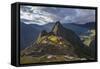 Light Streams Through The Clouds And Lights Parts Of The Ancient City Of Machu Picchu-Joe Azure-Framed Stretched Canvas