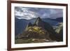 Light Streams Through The Clouds And Lights Parts Of The Ancient City Of Machu Picchu-Joe Azure-Framed Photographic Print