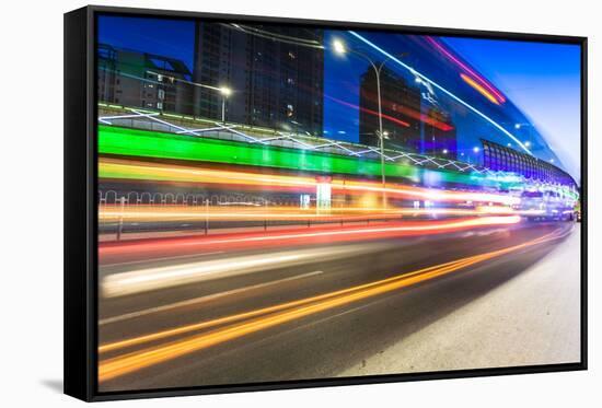 Light Traces on Traffic Junctions at Night-06photo-Framed Stretched Canvas