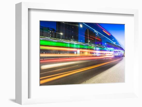 Light Traces on Traffic Junctions at Night-06photo-Framed Photographic Print