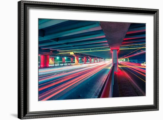 Light Traces on Traffic Junctions at Night-06photo-Framed Photographic Print