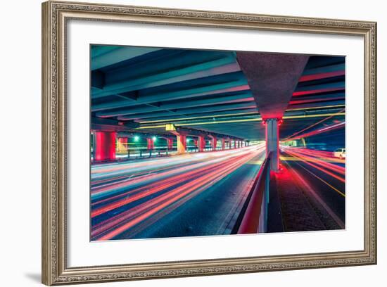 Light Traces on Traffic Junctions at Night-06photo-Framed Photographic Print