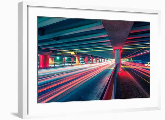 Light Traces on Traffic Junctions at Night-06photo-Framed Photographic Print