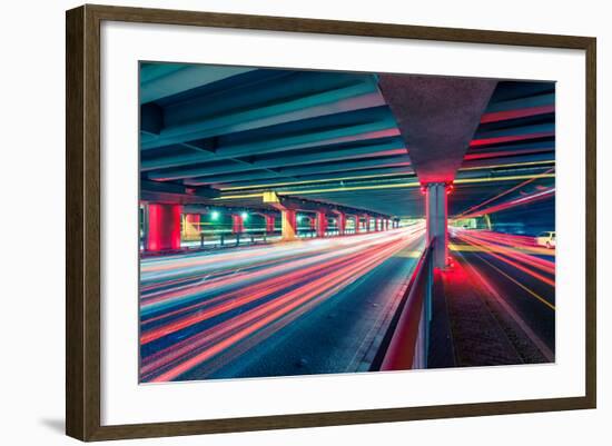 Light Traces on Traffic Junctions at Night-06photo-Framed Photographic Print