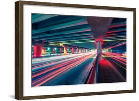 Light Traces on Traffic Junctions at Night-06photo-Framed Photographic Print