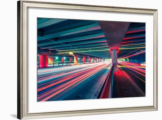 Light Traces on Traffic Junctions at Night-06photo-Framed Photographic Print