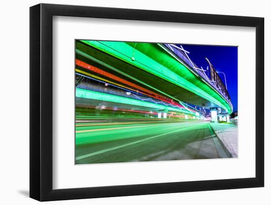 Light Traces on Traffic Junctions at Night-06photo-Framed Photographic Print