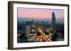 Light trails and skyscrapers at dusk, Bangkok, Thailand, Southeast Asia, Asia-Logan Brown-Framed Photographic Print