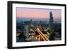 Light trails and skyscrapers at dusk, Bangkok, Thailand, Southeast Asia, Asia-Logan Brown-Framed Photographic Print