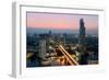 Light trails and skyscrapers at dusk, Bangkok, Thailand, Southeast Asia, Asia-Logan Brown-Framed Photographic Print