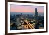 Light trails and skyscrapers at dusk, Bangkok, Thailand, Southeast Asia, Asia-Logan Brown-Framed Photographic Print