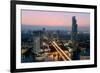 Light trails and skyscrapers at dusk, Bangkok, Thailand, Southeast Asia, Asia-Logan Brown-Framed Photographic Print