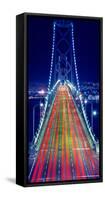 Light trails on Bay Bridge at night, San Francisco, California, USA-null-Framed Stretched Canvas