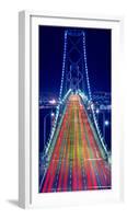 Light trails on Bay Bridge at night, San Francisco, California, USA-null-Framed Photographic Print