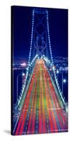 Light trails on Bay Bridge at night, San Francisco, California, USA-null-Stretched Canvas