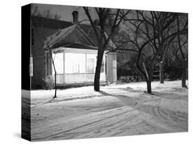 Lighted South Dakota Porch in Winter-John Vachon-Stretched Canvas