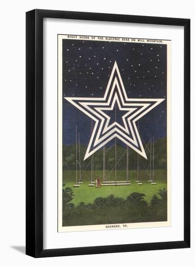 Lighted Star, Mill Mountain, Roanoke, Virginia-null-Framed Art Print