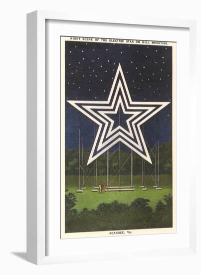 Lighted Star, Mill Mountain, Roanoke, Virginia-null-Framed Art Print