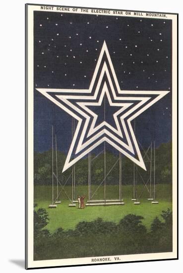 Lighted Star, Mill Mountain, Roanoke, Virginia-null-Mounted Art Print